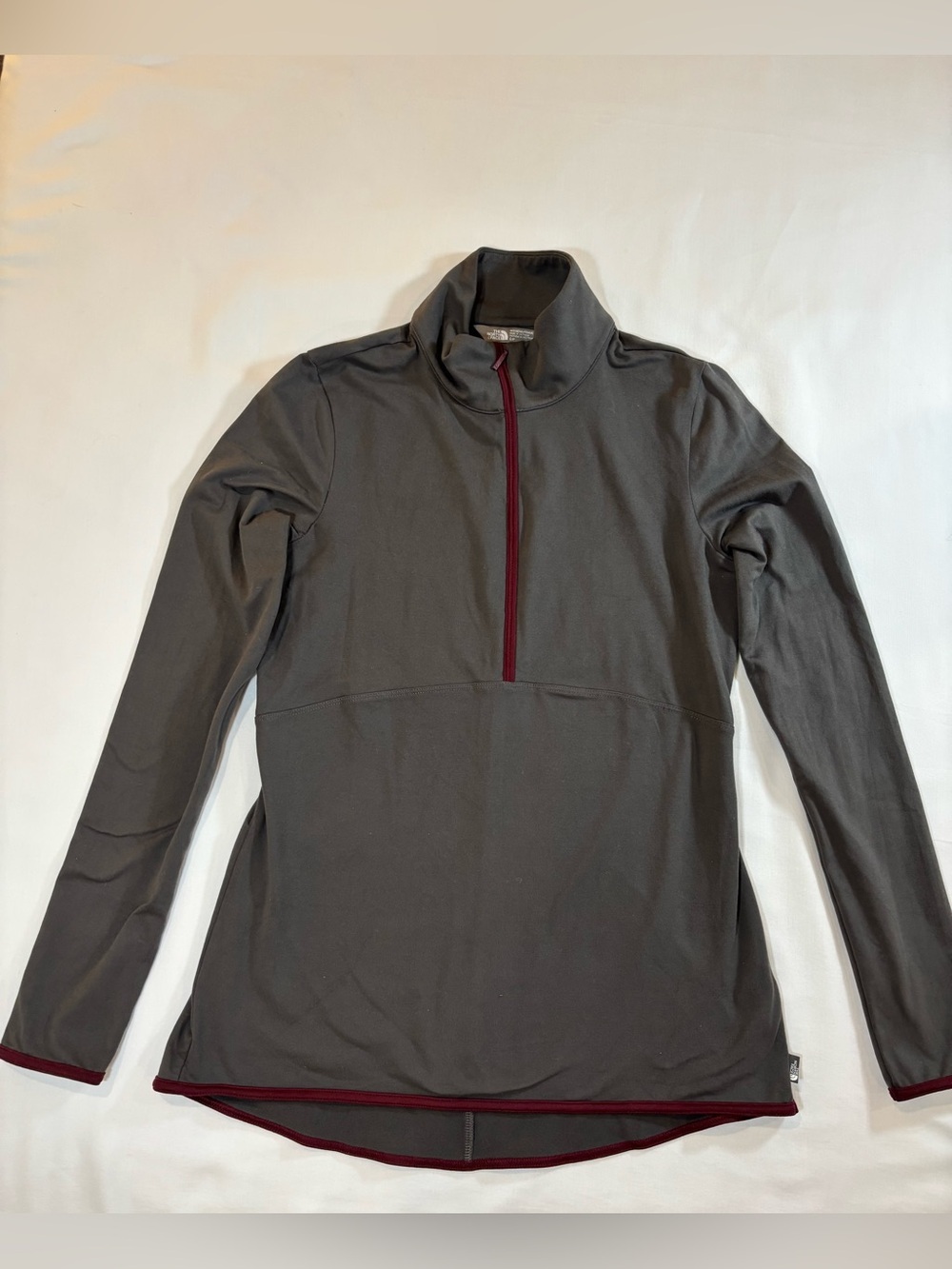 The North Face Women's Gray Half-Zip Pullover with Burgundy Trim
